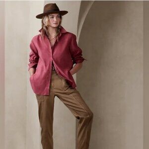 Banana Republic Vegan Suede Ruby Rose Oversized Button-Up
